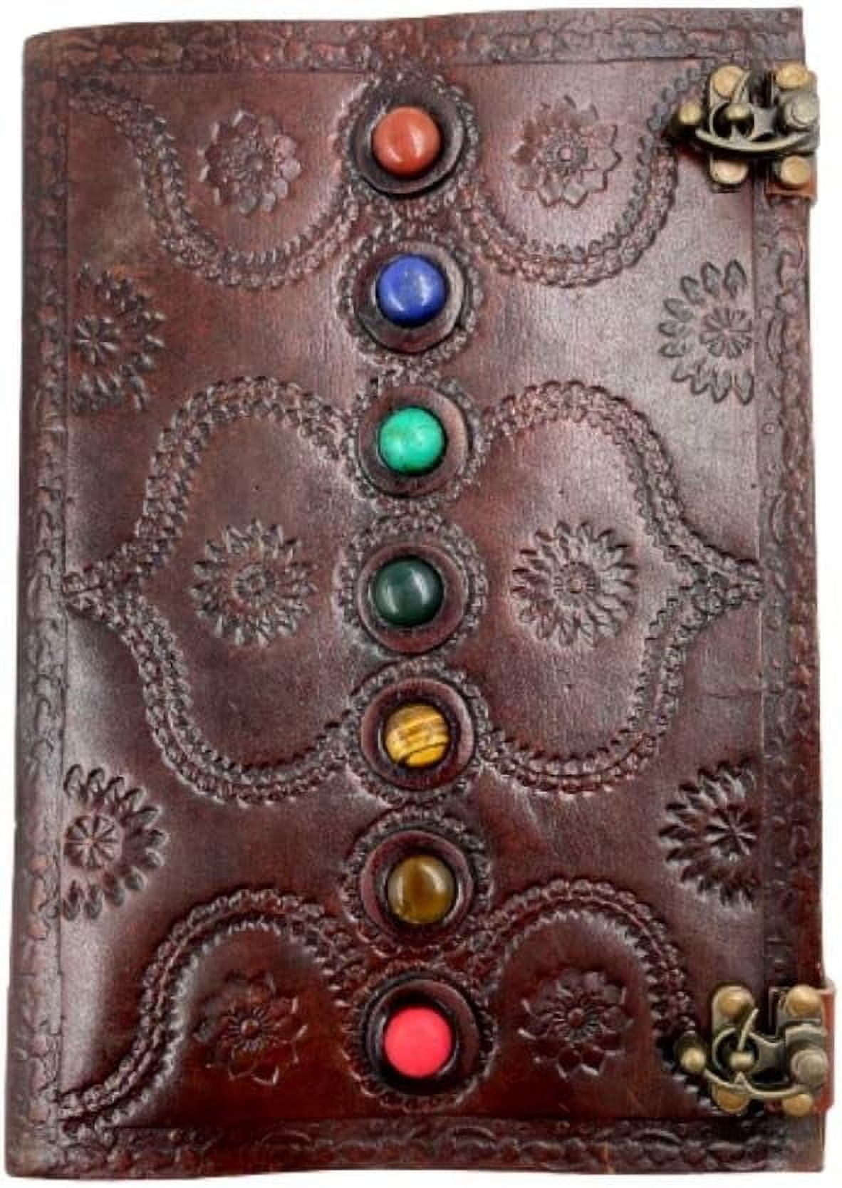 OVERDOSE Embossed Seven Stone Leather Journal - Handmade Antique Stone Journal For Students & Office For Men & Women Diary Leather Sketchbook Drawing Journal - Size 7 X 10 Inches | 17 X 25 cm | A4