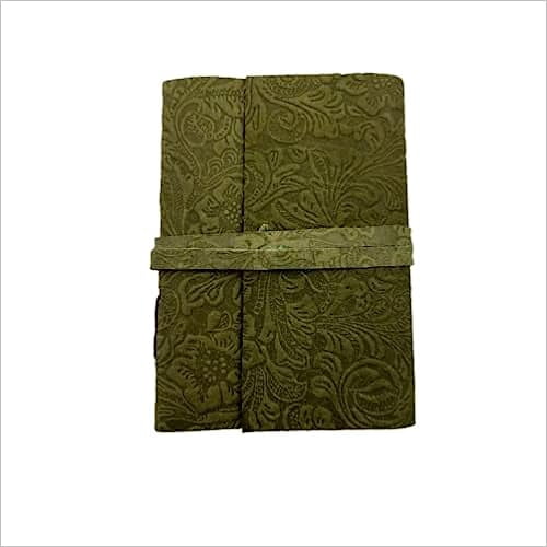 OVERDOSE GREEN FLOWER Leather Journal - With Antique Flowers Art Handmade Edge Paper Leather Bound Journal | Leather Sketchbook - Drawing Journal - (Journal Size - 5" x 7" Inches | 12.7 x 17.78 cm
