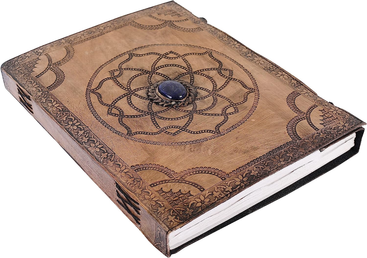 OVERDOSE Hand Embossed Stone Vintage Leather Journal - Handmade Antique Stone Journal For Students & Office For Men Women Diary Leather Sketchbook Drawing - Size 10 X 13 Inches | 25 X 33 cm