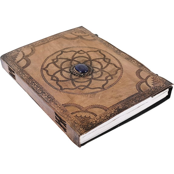 OVERDOSE Hand Embossed Stone Vintage Leather Journal - Handmade Antique Stone Journal For Students & Office For Men Women Diary Leather Sketchbook Drawing - Size 10 X 13 Inches | 25 X 33 cm