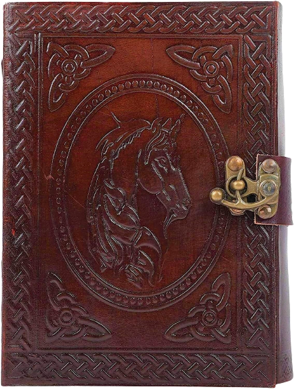 OVERDOSE Horse Leather Journal with - Antique Handmade Un Paper | Leather Bound Journal | Leather Sketchbook - Drawing Journal | Notebook - (Vintage Brown Diary- 5"x7" inches | 12.7 x 17.78 cm