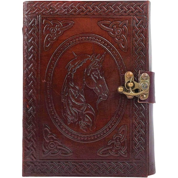 OVERDOSE Horse Leather Journal with - Antique Handmade Un Paper | Leather Bound Journal | Leather Sketchbook - Drawing Journal | Notebook - (Vintage Brown Diary- 5"x7" inches | 12.7 x 17.78 cm
