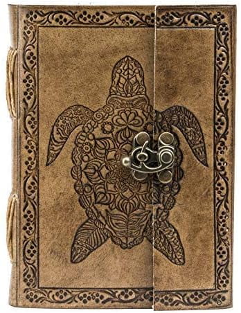 OVERDOSE TORTOISE Journal Notebook - Handmade Antique Journal For Students, College & Office for Men & Women Diary Leather Sketchbook Drawing Journal Notebook - Size 5 x 7 inches | 12 x 17 cm | A6