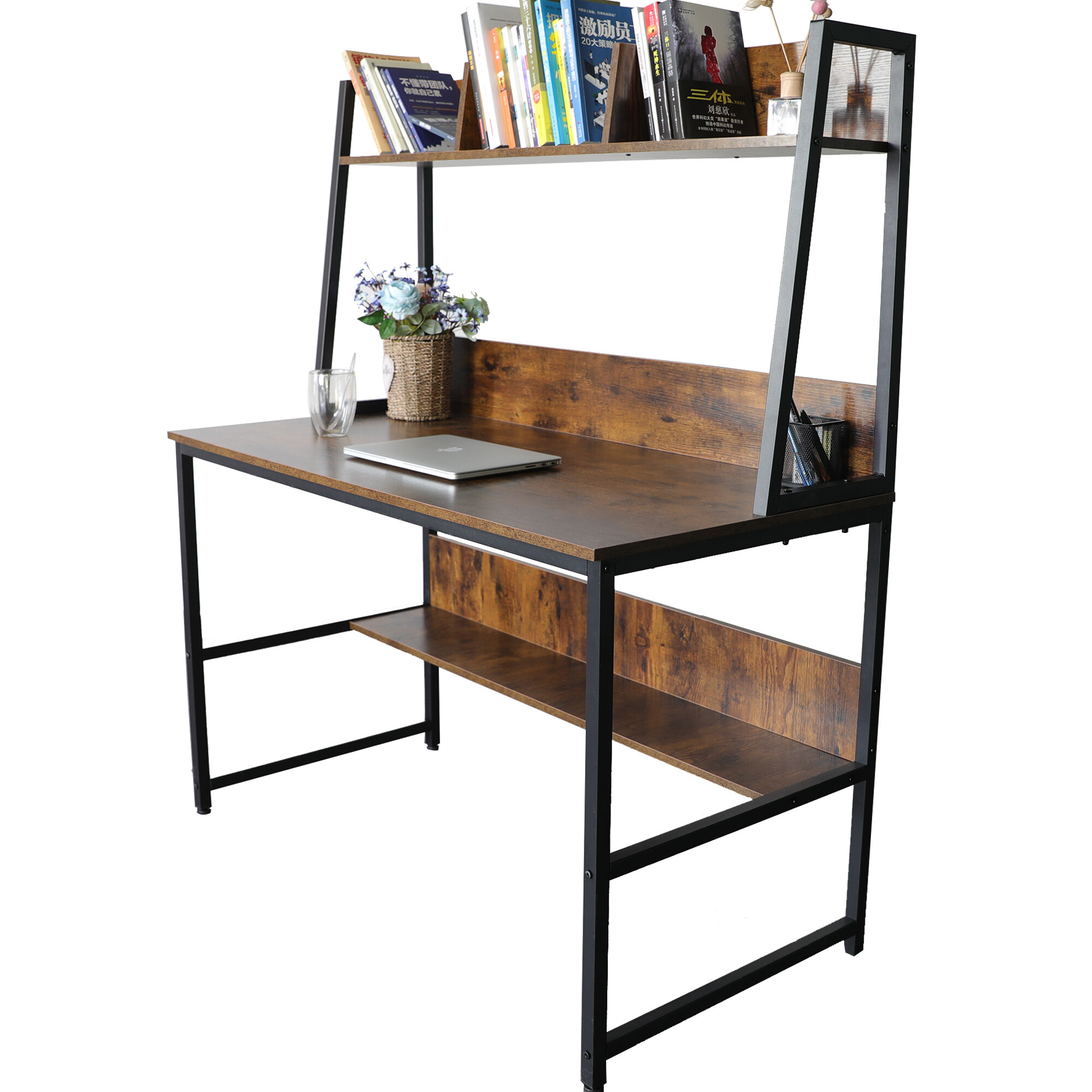 OVERDRIVE Computer Desk with Hutch and Bookshelf, 47 Inches Home Office