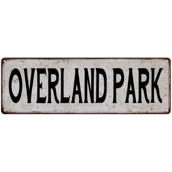 OVERLAND PARK Vintage Look Rustic Metal City State Sign 6 x 18 Matte Finish Metal 106180041368