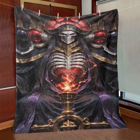 OVERLORD Anime Printed Soft Throw Flannel Blanket For Couch Sofa Bed Lightweight Cozy Warm Blanket For All Season Use, Fluffy Cute Blankets For Men And Women