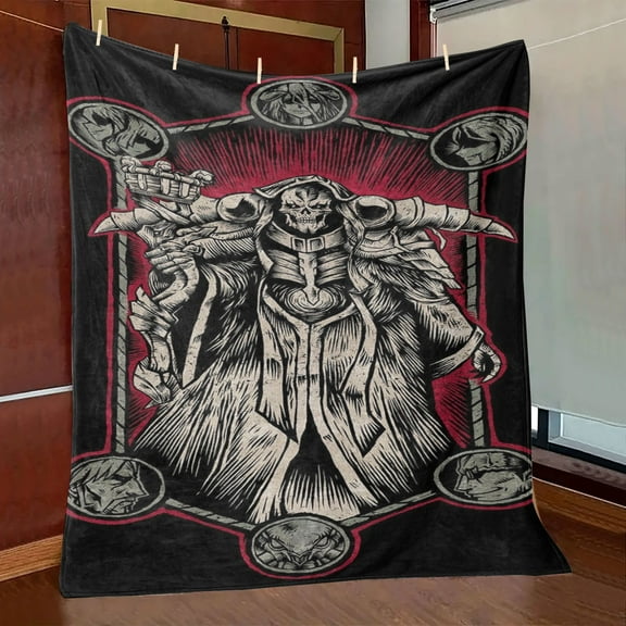 OVERLORD Anime Printed Soft Throw Flannel Blanket For Couch Sofa Bed Lightweight Cozy Warm Blanket For All Season Use, Fluffy Cute Blankets For Men And Women