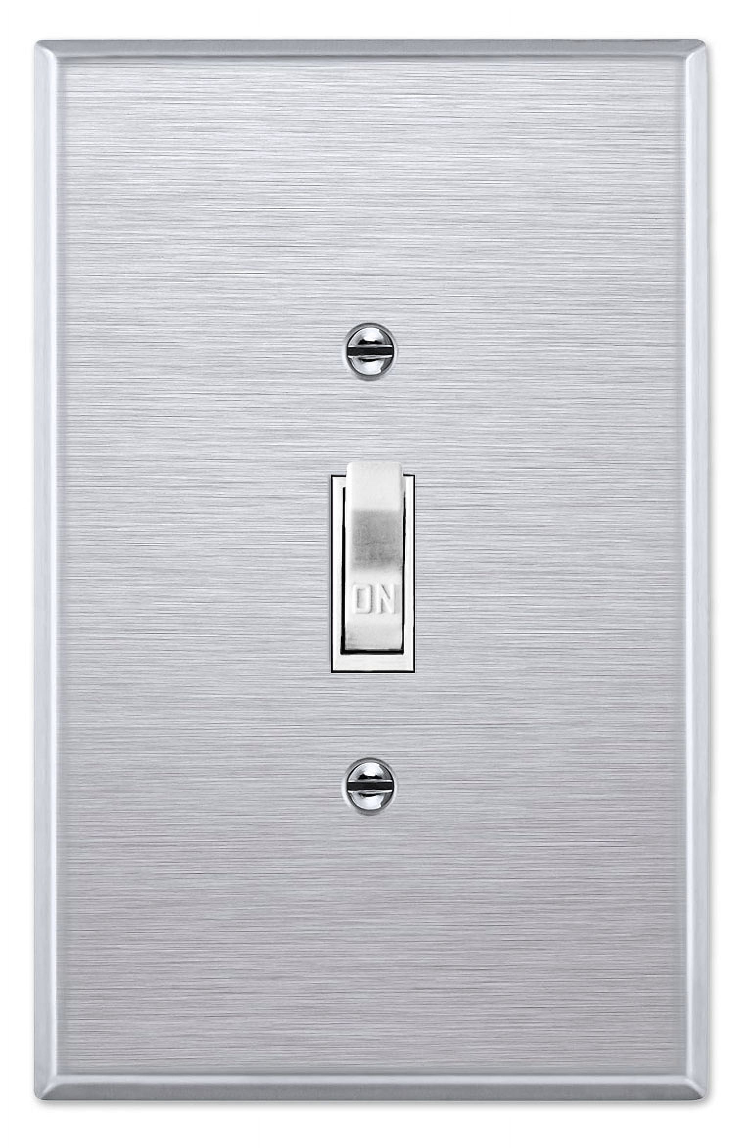 Oversized Brushed Stainless Steel 1 Gang Toggle Wall Plate Cover