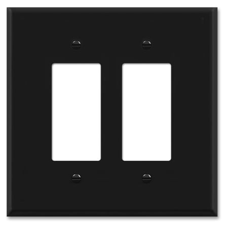 OVERSIZED 2 Gang Rocker - Decorator Metal Switch Plate - Wall Plate for Decorator Light Switches, GFCI, Electrical Plug Outlets, Stainless Steel Painted Black - UL Listed, 5.5" x 5.5" - Made in USA