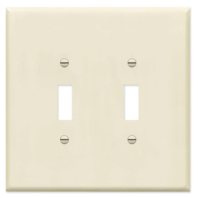 OVERSIZED 2 Gang Toggle Metal Light Switch Cover Ivory Two Gang