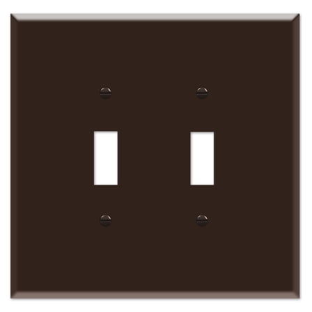 OVERSIZED 2 Gang Toggle Metal Light Switch Plate Cover - Two Gang Jumbo Wall Plate for Toggle Style Light Switches, Steel Painted Brown - UL Listed, 5.5" x 5.5" - Made in USA