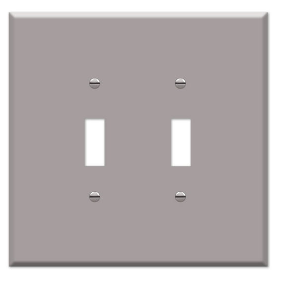 OVERSIZED 2 Gang Toggle Metal Light Switch Plate Cover - Two Gang Jumbo Wall Plate for Toggle Style Light Switches, Steel Painted Grey - UL Listed, 5.5" x 5.5" - Made in USA