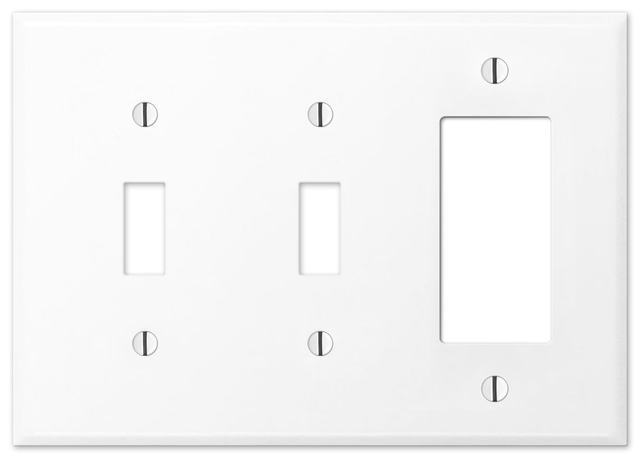 Oversized White Painted Stainless Steel 3 Gang Combo Wall Plate