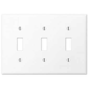 OVERSIZED 3 Gang Toggle Metal Light Switch Cover - Three Gang Wall Plate for Toggle Style Light Switches, Stainless Steel Painted White with Semi-Gloss Finish, Made in USA, UL Listed, 5.5 x 7.5 Inches
