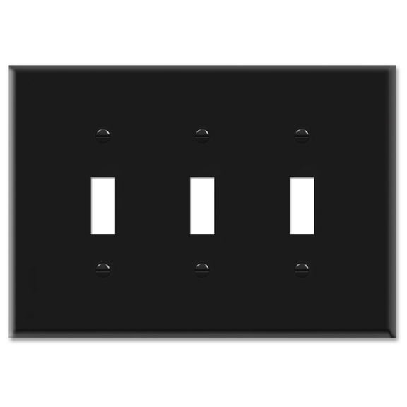 OVERSIZED 3 Gang Toggle Metal Light Switch Plate Cover - Three Gang Jumbo Wall Plate for Toggle Style Light Switches, Stainless Steel Painted Black - UL Listed, 5.5" x 7.5" - Made in USA