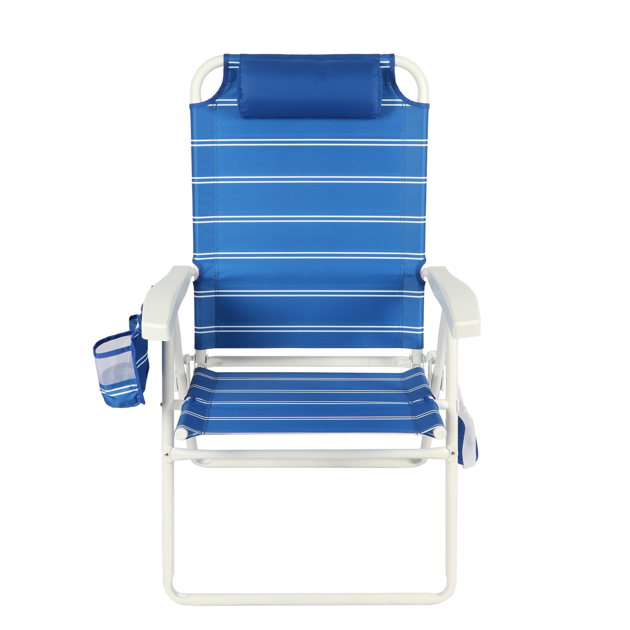 Mainstays Oversized 4-Position Beach Chair, Blue Stripe