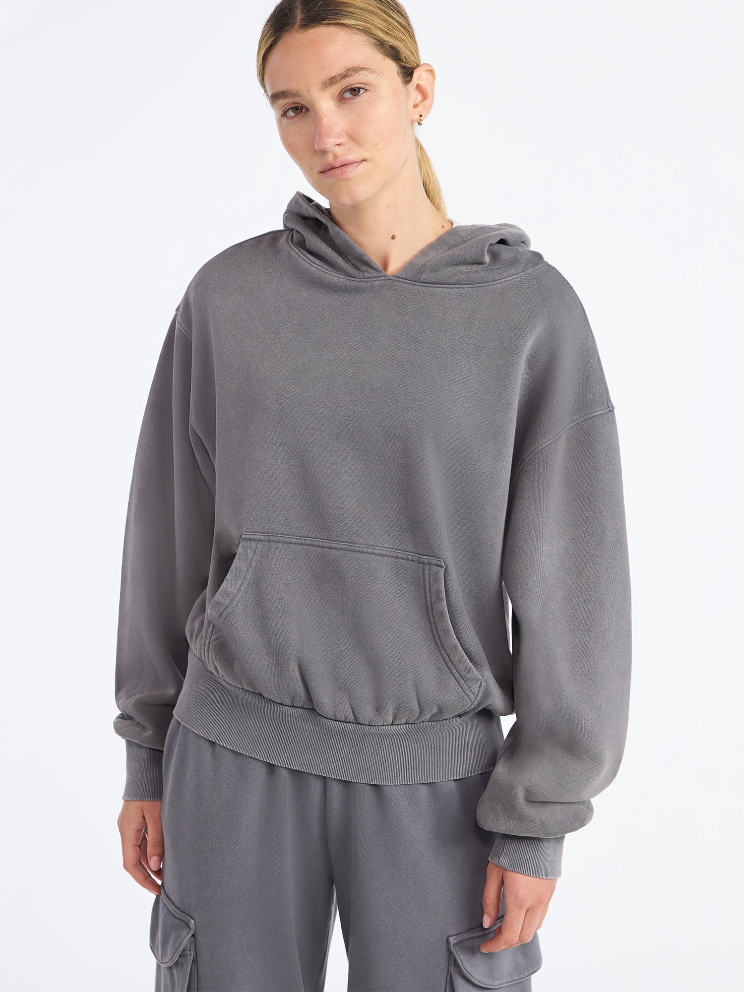 Scoop Women’s Mineral Washed Oversized Cropped Hoodie, Sizes XS-XXL
