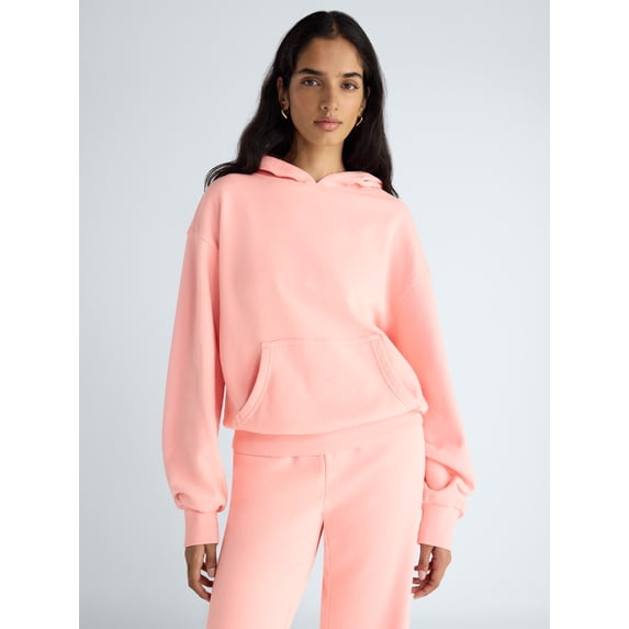 Scoop Women's and Women's Plus Mineral Washed Oversized Cropped Hoodie, Sizes XS-4X