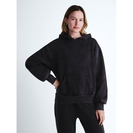 Scoop Women’s and Women's Plus Mineral Washed Oversized Cropped Hoodie, Sizes XS-4X