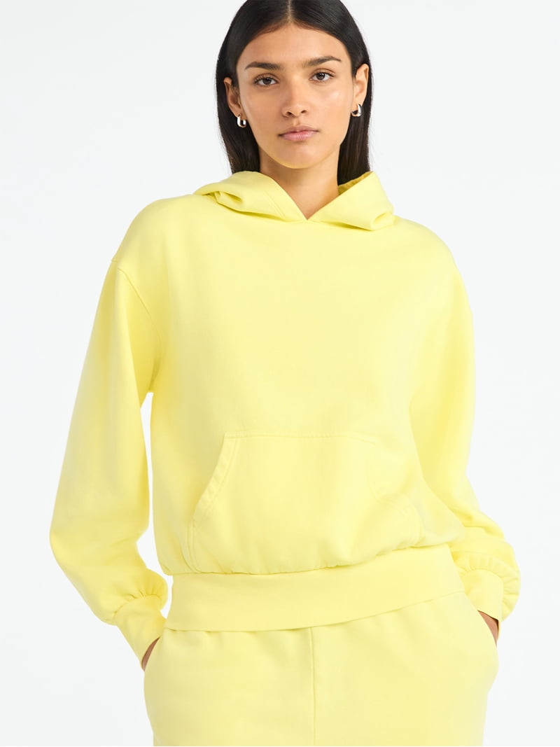 Scoop Women's Mineral Washed Oversized Cropped Hoodie, Sizes XS