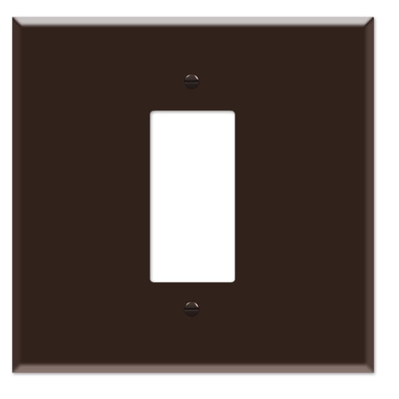 OVERSIZED Metal Switch Plate, 2 Gang Jumbo Decorator Cover Plate (for 1 Centered Device), Switch Cover for Rocker Switches, GFCI, Steel Painted Brown - UL Listed, 5.5" x 5.5" - Made in USA