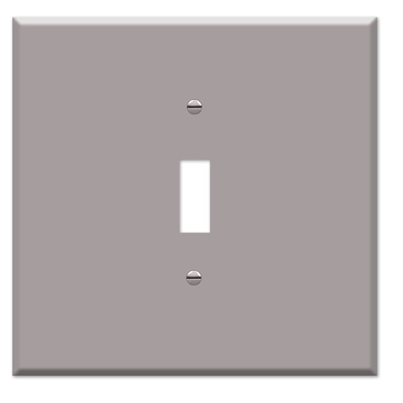 OVERSIZED Metal Switch Plate, 2 Gang Jumbo Toggle Switch Cover Plate (for 1 Centered Device), Switch Cover for Toggle Style Light Switches, Steel Painted Grey - UL Listed, 5.5" x 5.5" - Made in USA