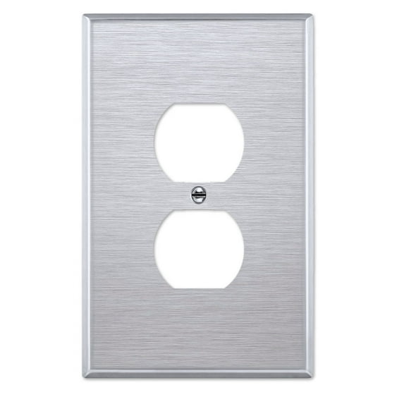 OVERSIZED Stainless Steel Outlet Cover, 1 Gang OVERSIZE Electrical Outlet Cover Plate, Metal Cover for Receptacles, Duplex Wall Plate, One Gang Wall Plug Cover - Made in USA, UL Listed, 5.5" x 3.5"