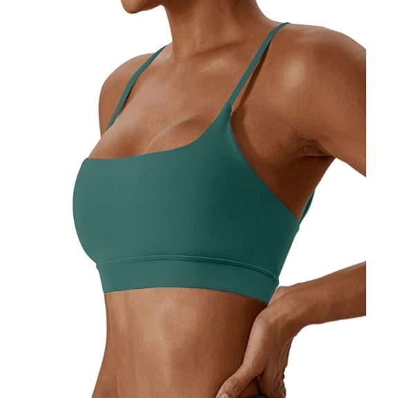 OVESPORT Women's Adjustable Sports Bra Wirefree Racerback Workout Bras Sexy Thin Straps Yoga Sport Bras with Removable Pads