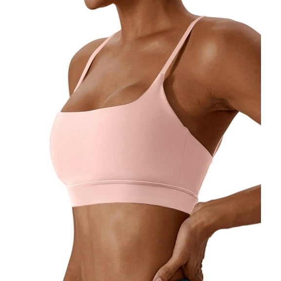 OVESPORT Women's Adjustable Sports Bra Wirefree Racerback Workout Bras Sexy Thin Straps Yoga Sport Bras with Removable Pads