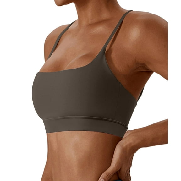 OVESPORT Women's Adjustable Sports Bra Wirefree Racerback Workout Bras Sexy Thin Straps Yoga Sport Bras with Removable Pads
