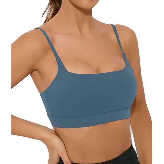 OVESPORT Women's Adjustable Sports Bra Wirefree Racerback Workout Bras Sexy Thin Straps Yoga Sport Bras with Removable Pads
