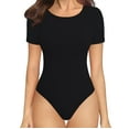 thumbnail image 1 of OVESPORT Women's Round Neck Bodysuits, Short Sleeved Slim Fit Top Can Be Used As An Inner Layer, Suitable For Different Occasions, 1 of 9