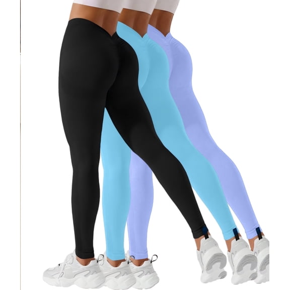 OVESPORT Women’s Scrunch Butt Lifting Leggings High Waist Seamless Workout Yoga Pants with V Back Tummy Control