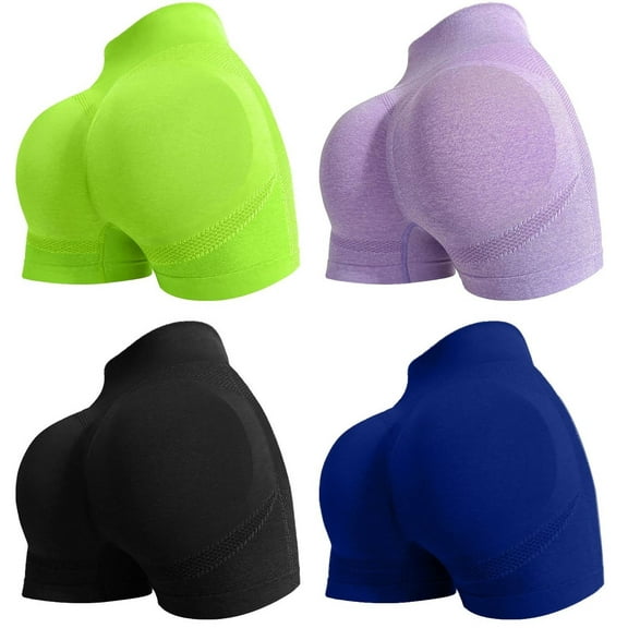 OVESPORT Women's Single/4-piece Sports Shorts, Fitness Motorcycle Yoga Seamless High Waisted And Hip Lifting Shorts