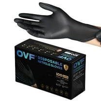 OVF Black Gloves, 100pcs Soft Nitrile Gloves heavy duty, Household Black Cleaning Gloves for Kitchen, Tattoo Cleaning Gloves（M- XL）