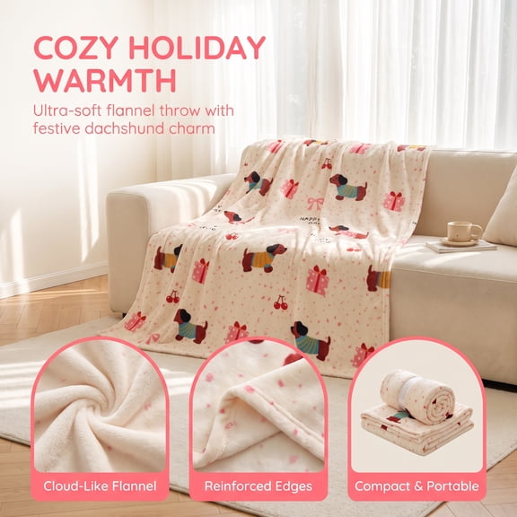 OVFUIZ Christmas Blanket Throw Flannel Cozy Soft Couch Throw for Living Room Bedroom Holiday Decor