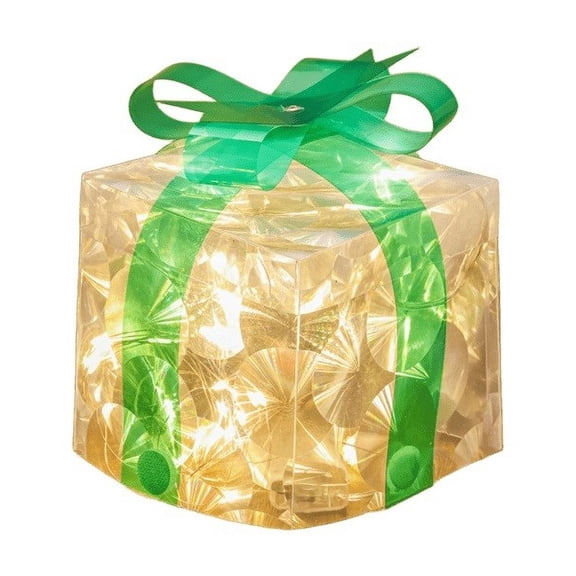 OVFUIZ Christmas Decorations Glowing Gift Boxes, LED Light Up Present Box Ornaments with Bows for Mantel Tabletop Christmas Tree Indoor Decor