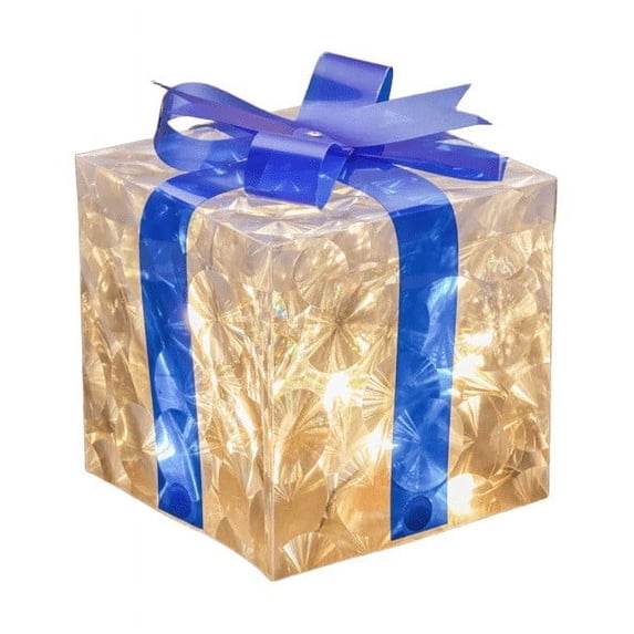OVFUIZ Christmas Decorations Glowing Gift Boxes, LED Light Up Present Box Ornaments with Bows for Mantel Tabletop Christmas Tree Indoor Decor
