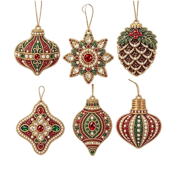 OVFUIZ Christmas Diamond Art Painting Kits for Adults 6 Pcs Wooden Pearl DIY Ornaments Hanging Pendants for Holiday Tree Decor Xmas Tree Decorations Arts and Crafts Gift