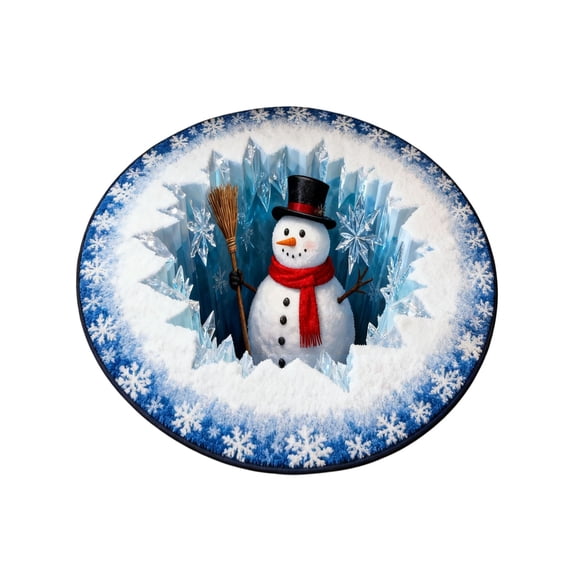 OVFUIZ Christmas Door Mat 24x24in Round 3D Visual Effect Secure Grip Absorbent Rug for Front Door Entryway Living Room Home Decorations