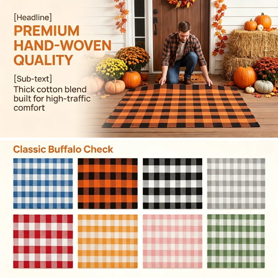 OVFUIZ Christmas Door Mat 31x20in Plaid Handwoven Washable Rug Christmas Welcome Mat for Front Porch Entryway Living Room Home Decorations