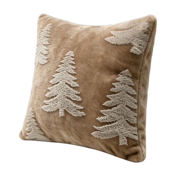 OVFUIZ Christmas Pillow Covers 18x18 with Embroidered Christmas Tree Design Throw Pillow Case for Sofa Couch Living Room and Bedroom Festive Holiday Decorations