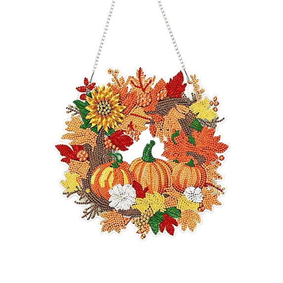 OVFUIZ Fall Diamond Art Painting Kits for Adults Pumpkin Sunflower Acrylic Window Hanging Decor DIY Sparkling Ornament Autumn Home Decoration