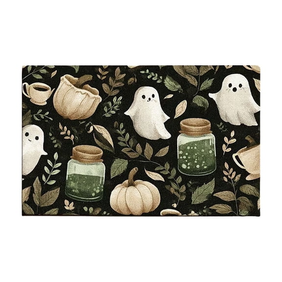 OVFUIZ Halloween Door Mat 23.62x15.74in Ghost Pumpkin Welcome Mat Indoor Door Front Door Bath Floor Mats Halloween Decorations