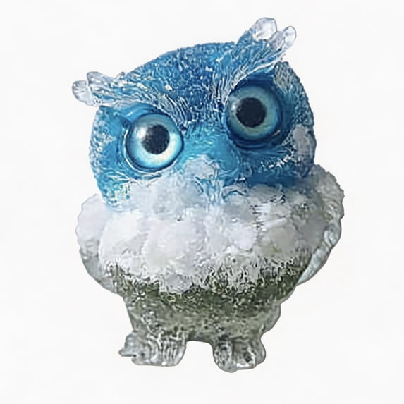 OVFUIZ Owl Christmas Ornaments Resin Crystal Mini Figurine Set for Christmas Tree Home Car Decoration