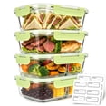 thumbnail image 1 of OVINESY 4 Pack 22oz Glass Meal Prep Containers with Lids, Food Storage Boxes, Leakproof Glass Storage Set for Lunch, Freezer Meals, Snacks and Everyday Kitchen Organization, Green, 1 of 8