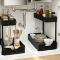 thumbnail image 1 of OVINESY Under Sink Organizer 2 Pack, Pull Out Drawer for Bathroom & Pantry Storage, Metal Frame Kitchen Organizer under Cabinet, Laundry Room Organization with Rust-Resistant Coating, Black, 1 of 9