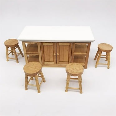 OVINYER 1/12 Mini Dollhouse Furniture Miniature High Stool Wooden Color Living Room Toy