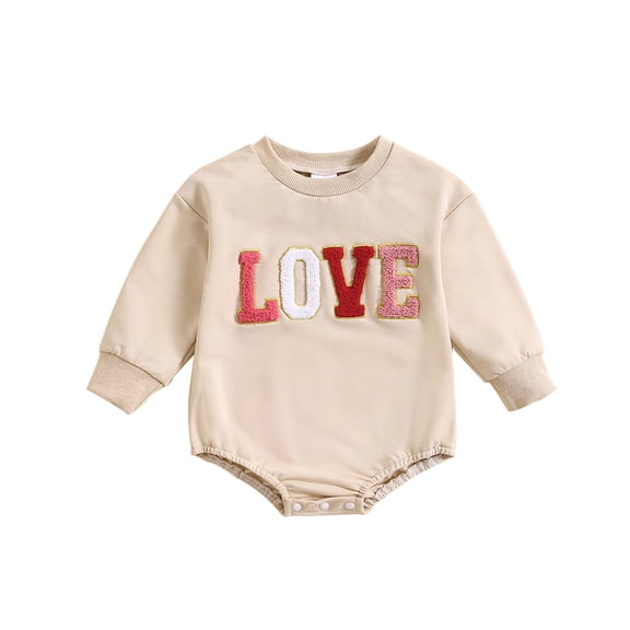 OVINYER Baby Toddler Boys Girls Long Sleeve Cartoon Valentine's Day Prints Rompers Jumpsuits Children Kids Cute Clothing