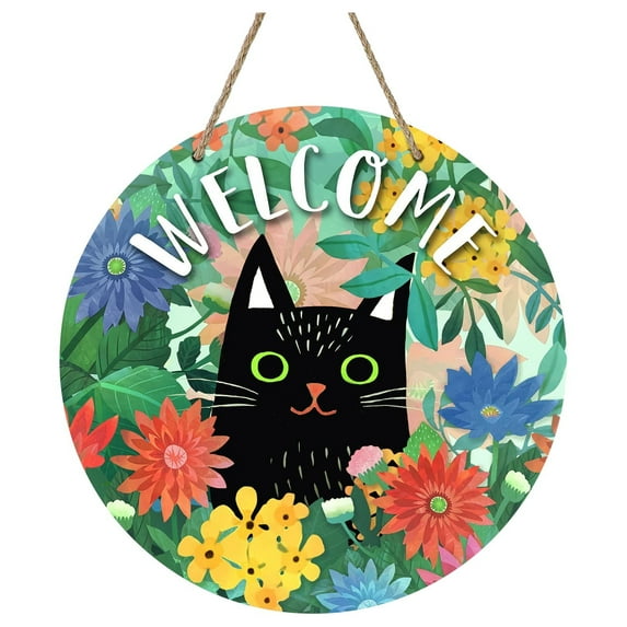 OVINYER Cats, daisies, flowers, and wooden door signs are used for outdoor porches, seasonal summer farmhouses, and wooden wreaths are used for indoor wall decoration
